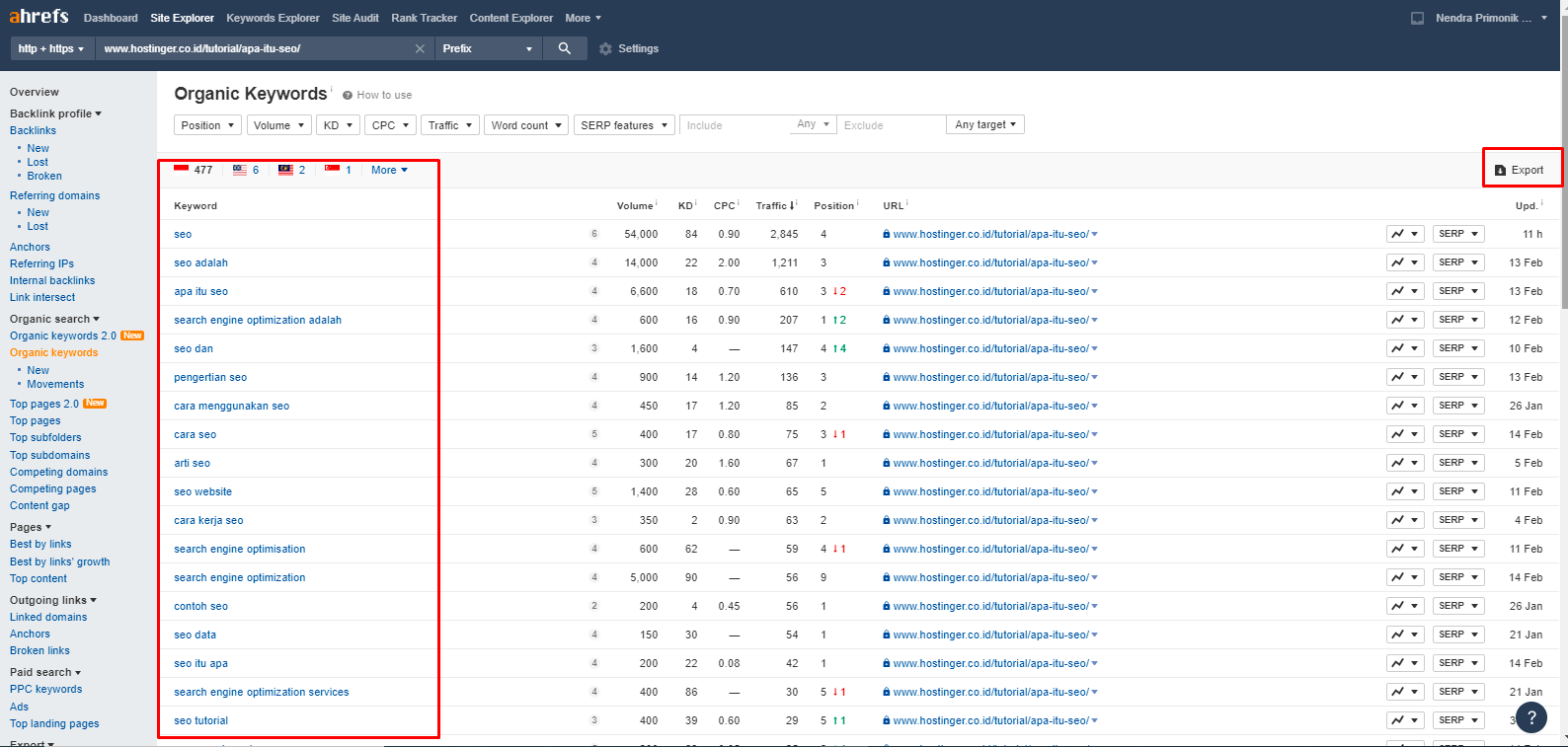 Riset lsi keyword menggunakan site explorer di ahrefs