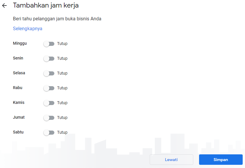 Tambahkan jam kerja bisnis