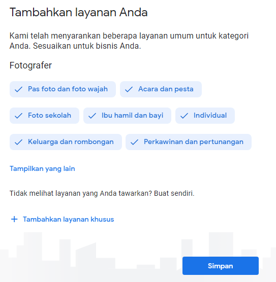 Tambahkan layanan bisnis