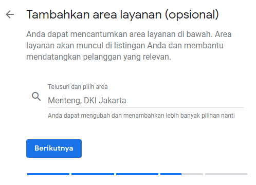 Tambahkan lokasi yang menjadi area layanan bisnis anda