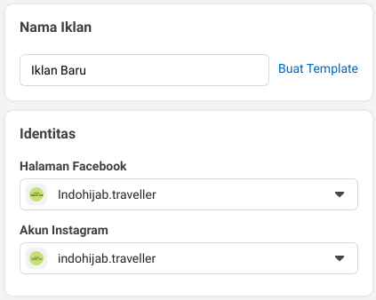 Cara beriklan di facebook ads buat nama iklan dan identitas