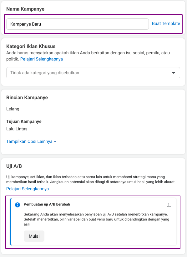 Cara beriklan di facebook ads membuat nama kampanye