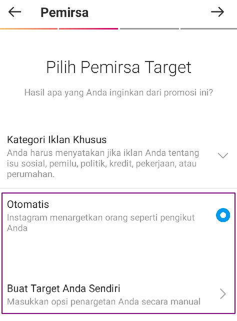 Pilih pemirsa target