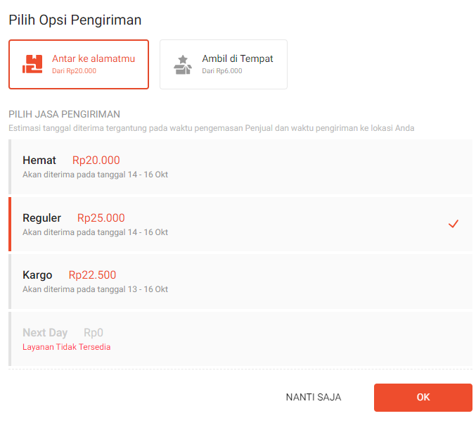 Cara memilih jasa pengiriman di shopee untuk pembeli