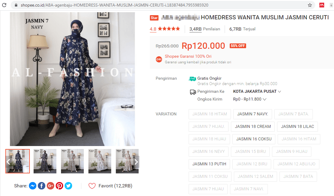 Pilih produk sama dengan jualana anda di shopee