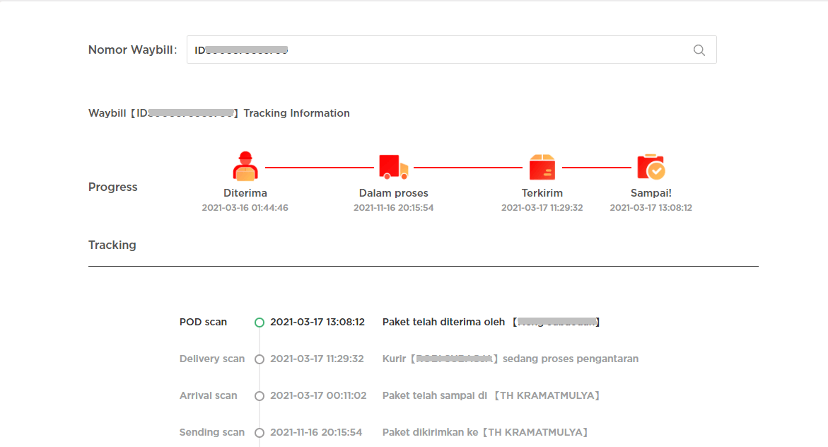 Cara cek resi id express dari shopee, masuk shopee, tampilan pelacakan pesanan id express