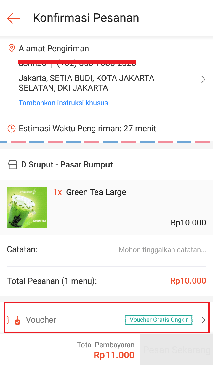 Cara order shopee food, konfirmasi pemesanan