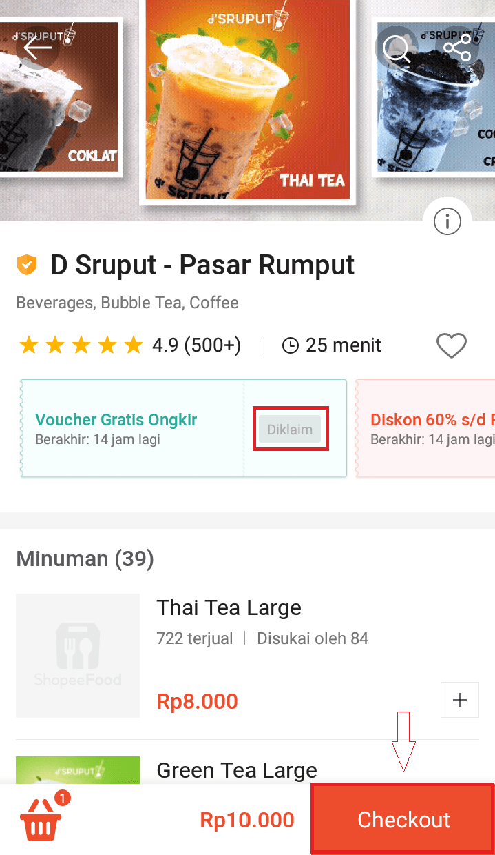 Cara order shopee food, pilih makanan atau minuman