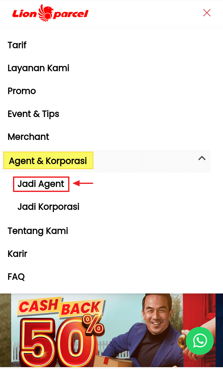 Pilih menu jadi agent
