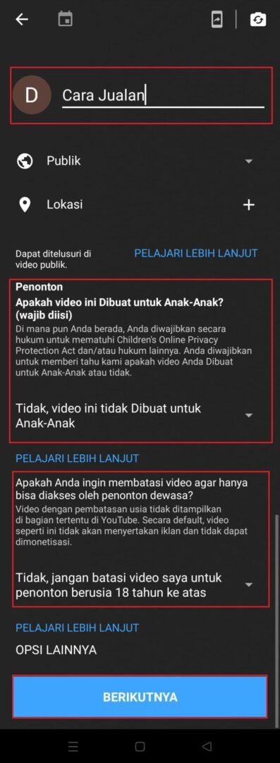 Cara jualan menggunakan live streaming grup facebook langkah 7 live streaming youtube isi judul, deskripsi dan opsi lainnya