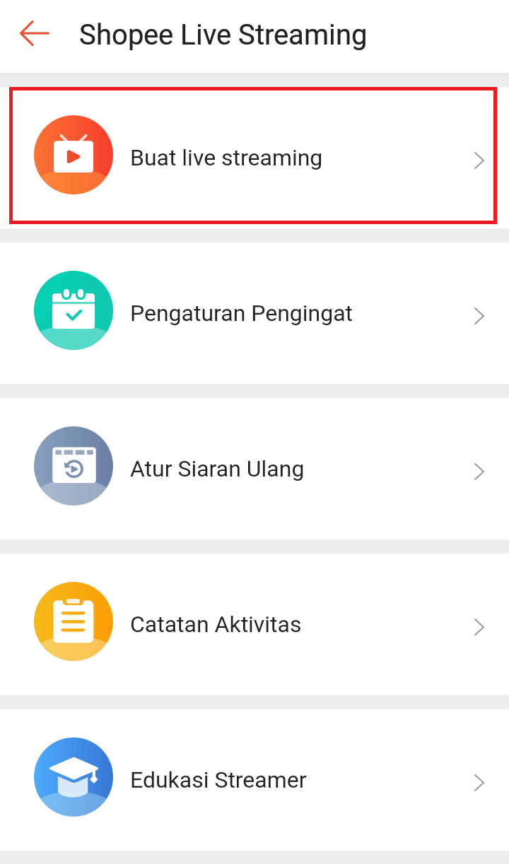 Cara jualan menggunakan live streaming shopee, langkah 2 live streaming shopee pilih buat live streaming