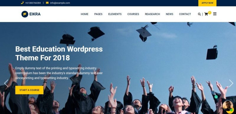 Tema wordpress premoum terbaik untuk sekolah, tampilan tema wordpress eikra