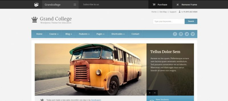 Tema wordpress premoum terbaik untuk sekolah, tampilan tema wordpress grand college