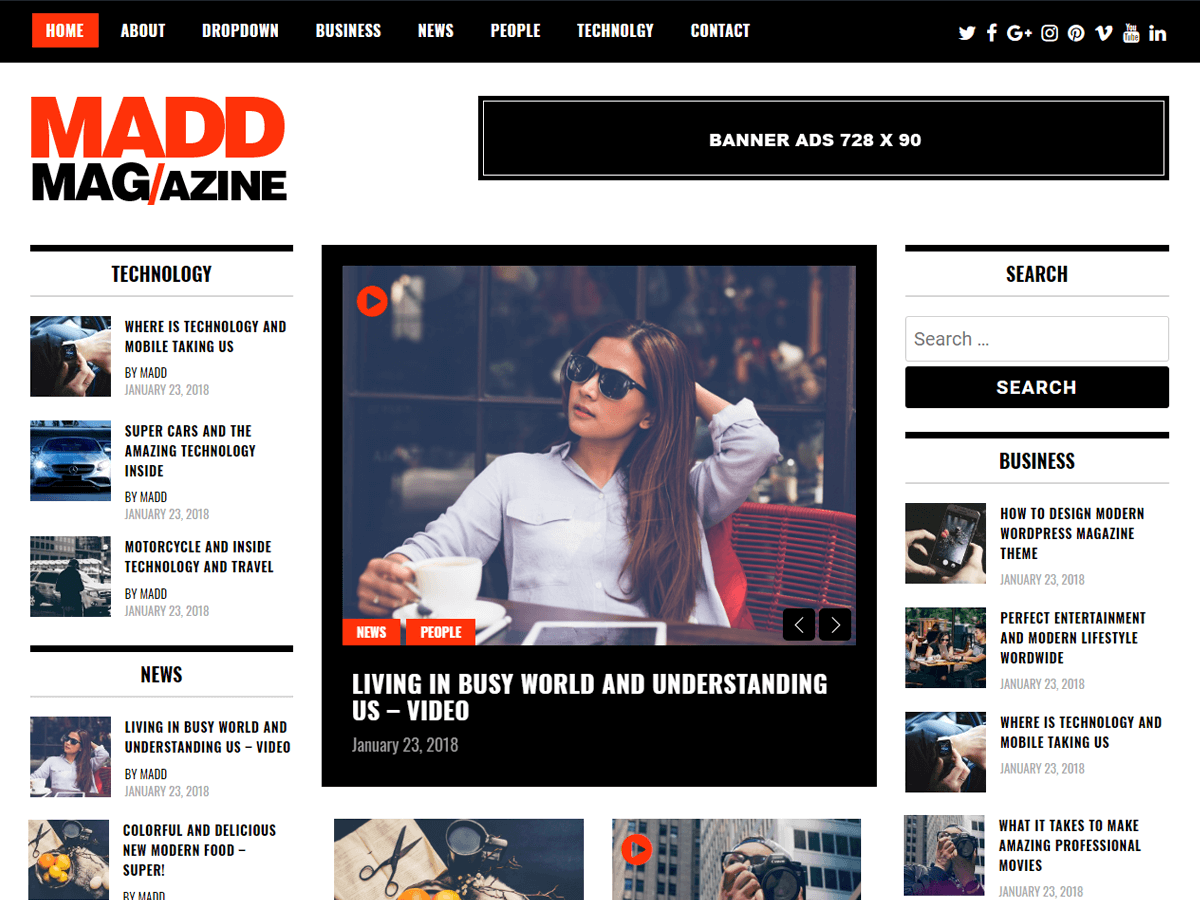 Tema wordpress terbaik dan gratis untuk berita, tampilan tema madd magazine