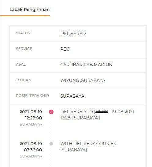 Apa itu shipment forwarded to destination, hasil pelacakan website