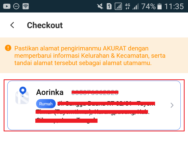 Cara beli barang di lazada, alamat pengiriman