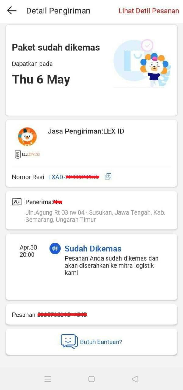 Cara beli barang di lazada, lacak paket