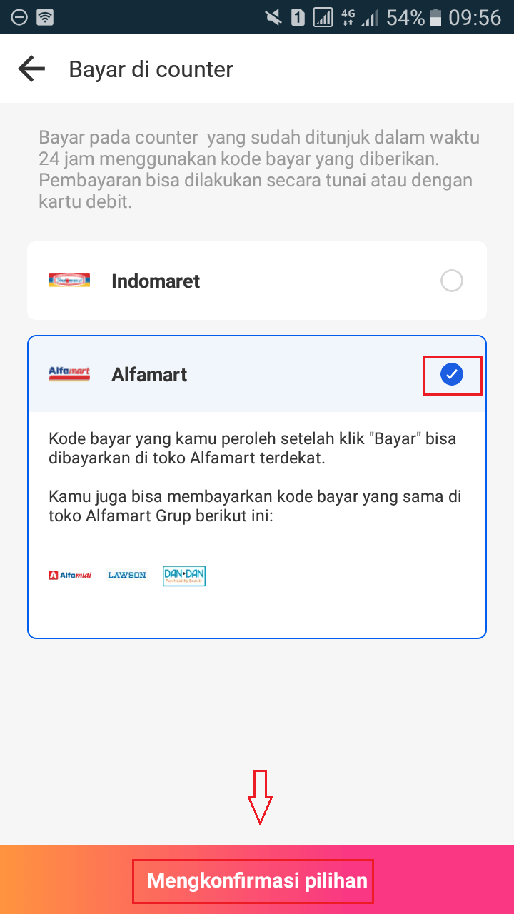 Cara beli barang di lazada, pilih alfamart