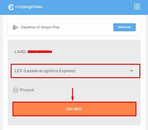 Cara cek resi lel express, cek resi lewat situs cekpengiriman. Com