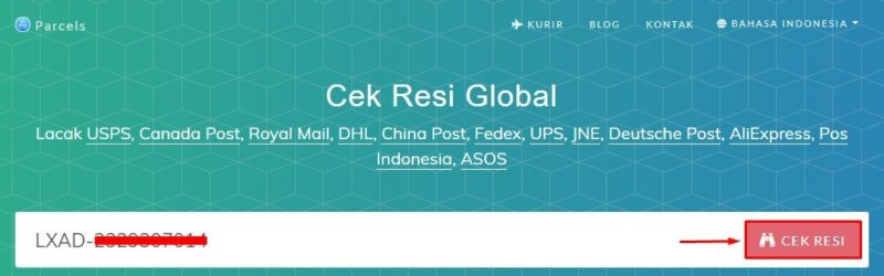 Cara cek resi lel express, cek resi lewat situs parcelsapp. Com