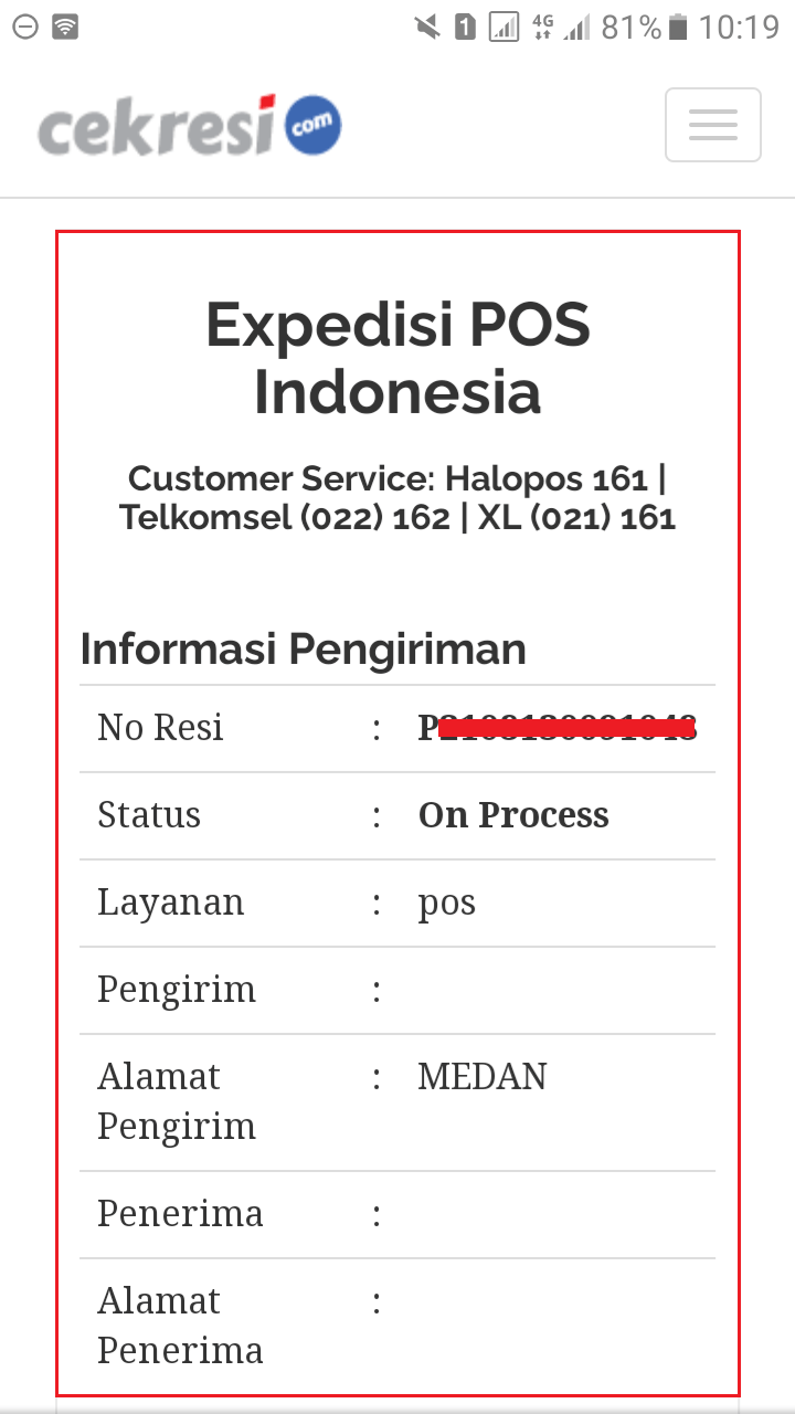 Cek resi pos indonesia, lewat situs cekresi, hasil pelacakan resi lewat cekresi