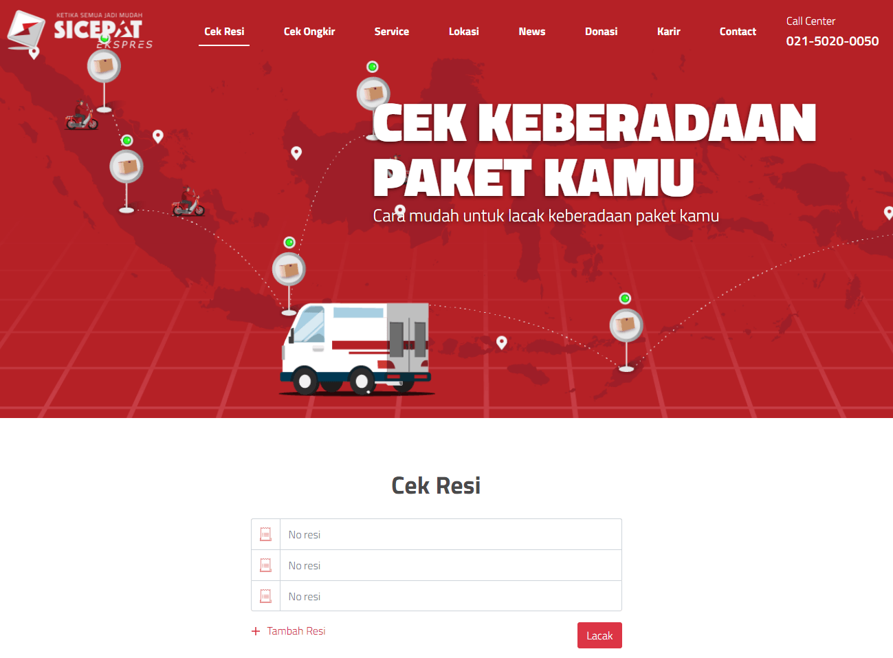 Halaman cek resi sicepat ekspres