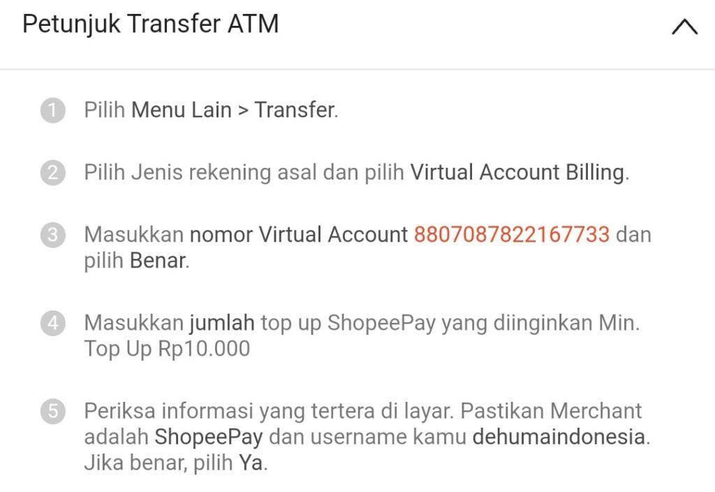 Topup via transfer atm bni