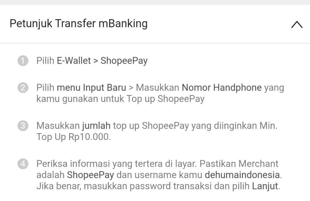 Cara top up shopeepay bank bni