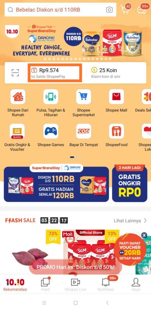 Cara top up shopeepay