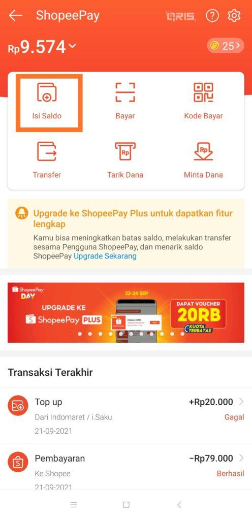 Cara top up shopeepay