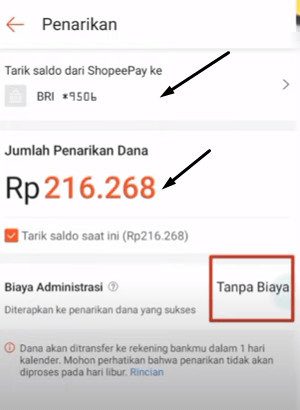 Cara cepat tarik saldo shopeepay ke rekening bank 5