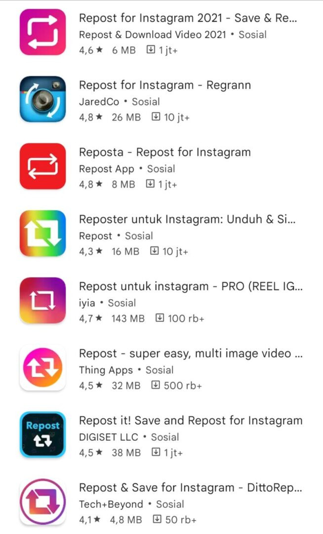 Aplikasi repost ig