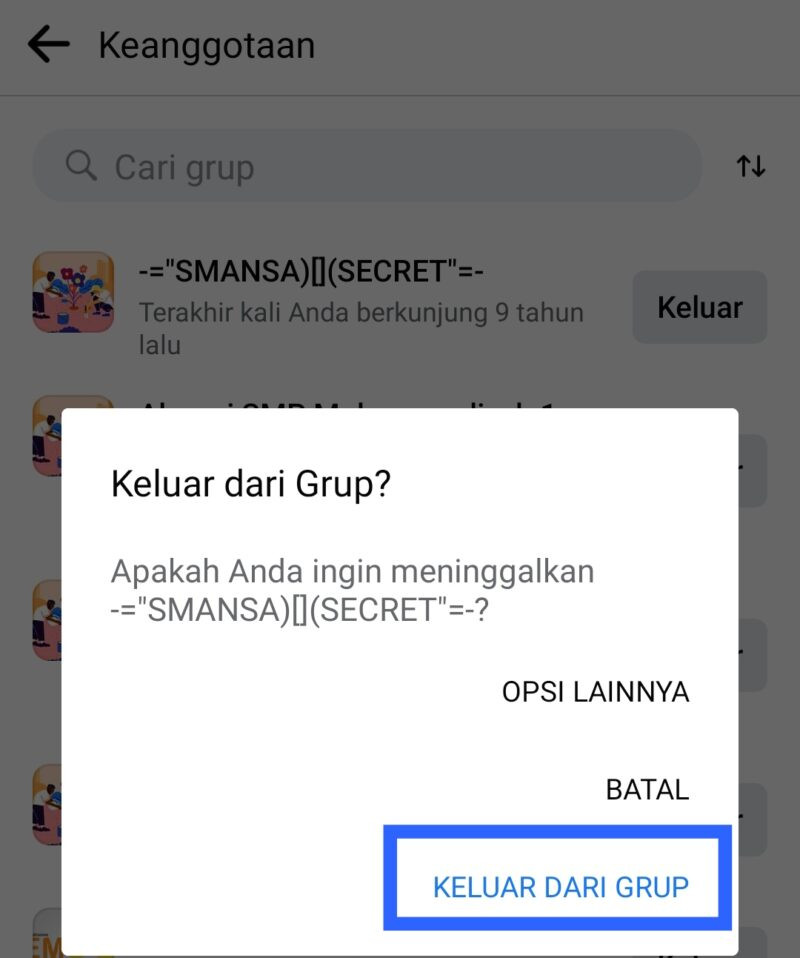 Leave grup fb sekaligus 4