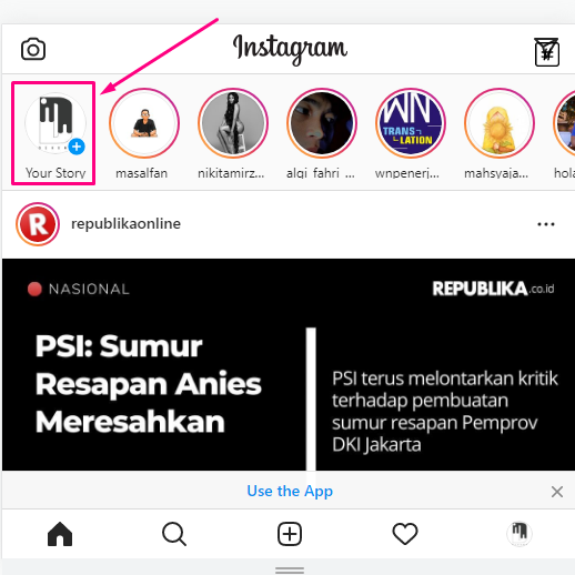 Upload story ig di pc 3