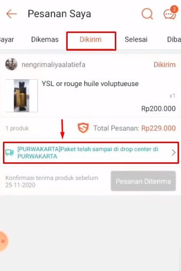 Cara dropship shopee ke shopee, cari nomor resi