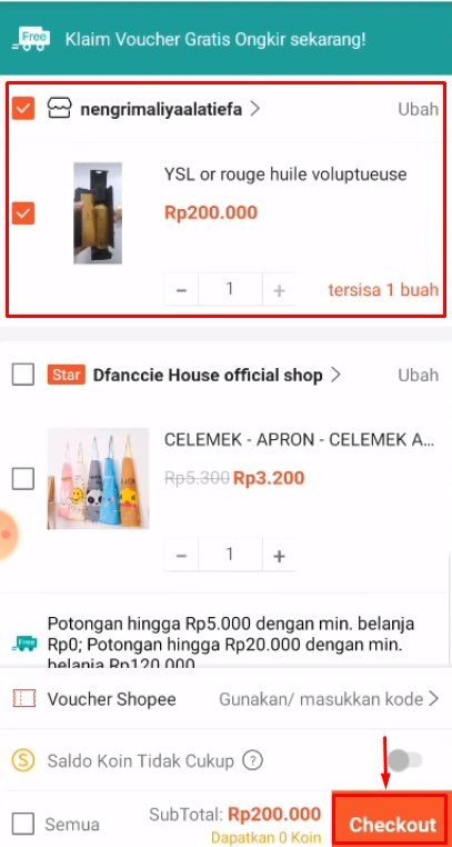 Cara dropship shopee ke shopee, checkout pesanan