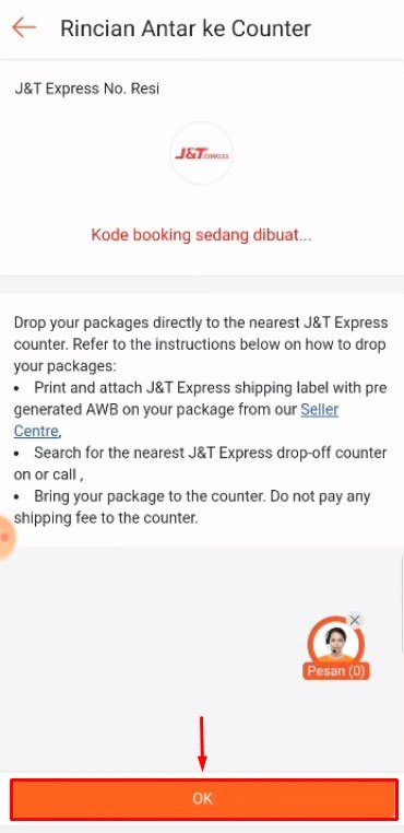 Cara dropship shopee ke shopee, kode booking sedang dibuat dan pilih ok