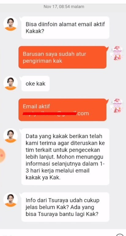 Cara dropship shopee ke shopee, konfirmasi ulang ke cs shopee