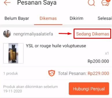 Cara dropship shopee ke shopee, paket berubah menjadi sedang dikemas