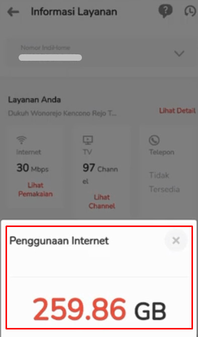 Hasil penggunaan internet indihome