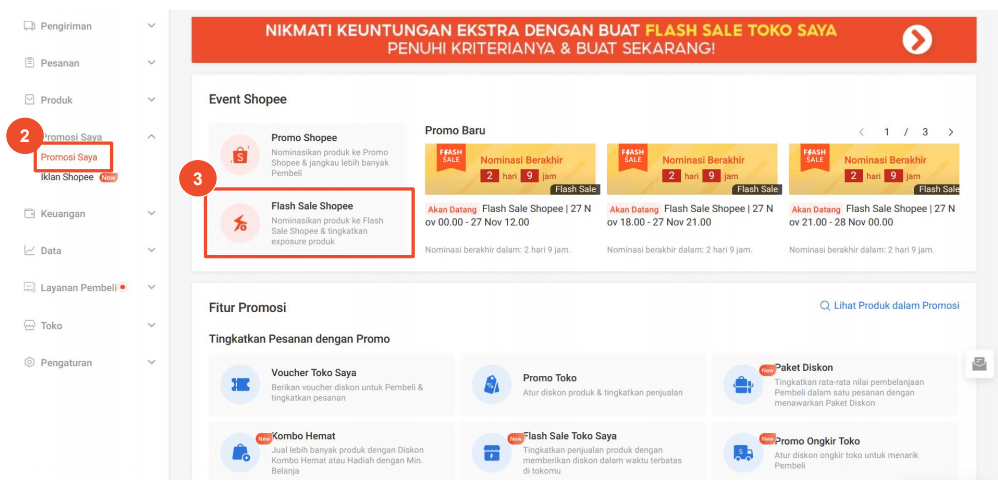 Masuk promosi saya lalu pilih flash sale shopee