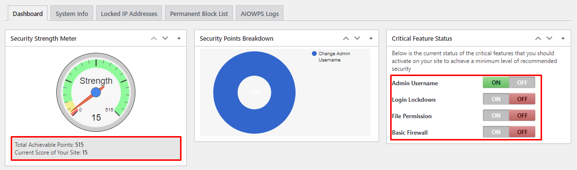 Plugin keamanan wordpress terbaik, dashboard plugin all in one wp security