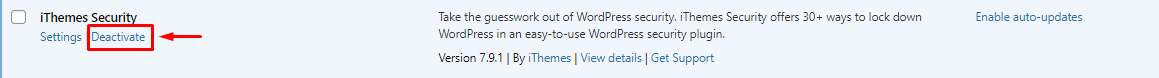 Plugin keamanan wordpress terbaik, langkah menonaktifkan plugin ithemes security
