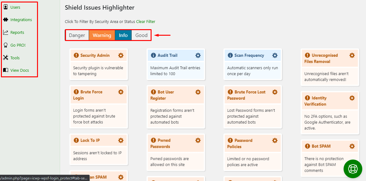 Plugin keamanan wordpress terbaik, tampilan dashboard shield security selanjutnya