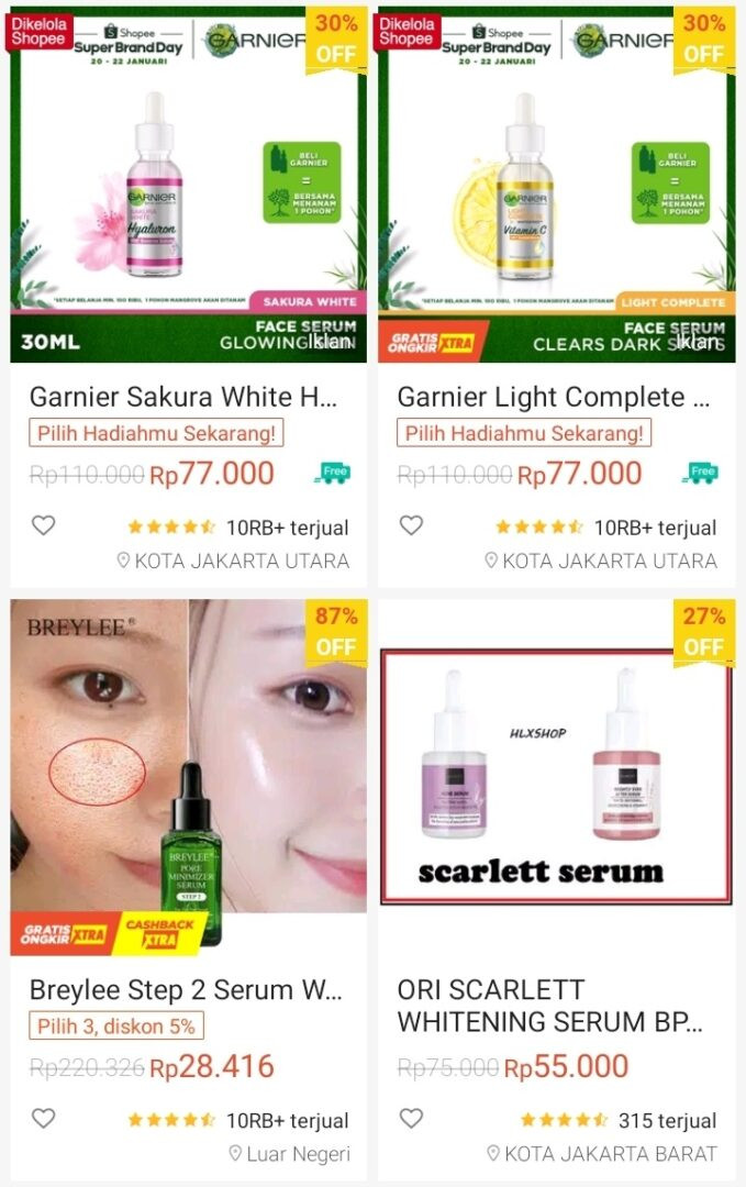 Serum produk kecantikan terlaris di shopee