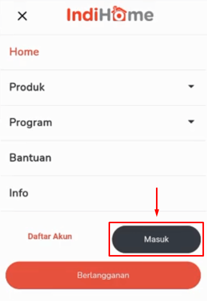 Silahkan masuk akun di situs indihome