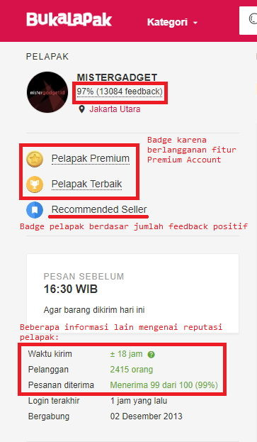 Jualan di bukalapak, resputasi lapak yang bagus
