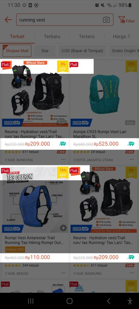 Perbedaan shopee mall dan star seller,