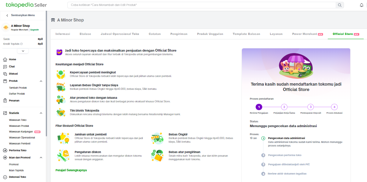 Cara menjadi official store tokopedia