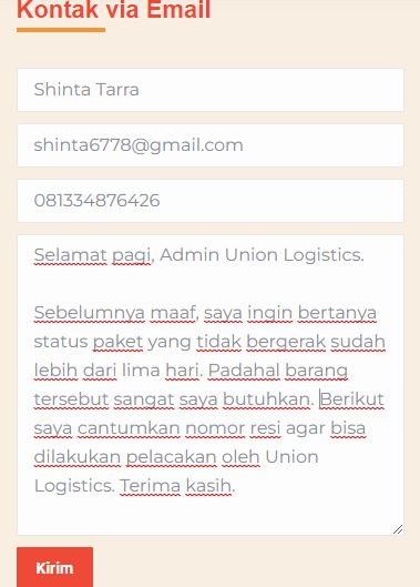 Cara mengajukan komplain di union logistics